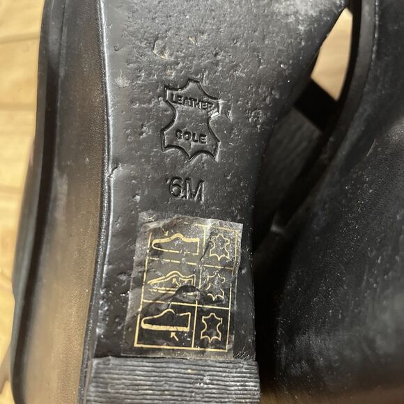 Tory Burch Genuine Leather Platform Wedge Heels Women 6 Black Boho Gold Buckle - Picture 12 of 16